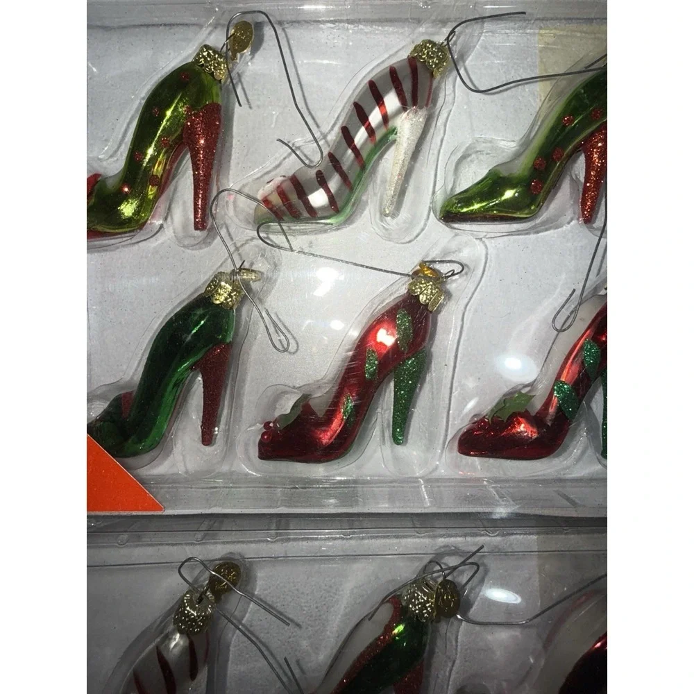 Kurt Adler Medallion Collection High‎ Heel Shoe Glass Ornaments 11 Stiletto T